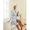 image:imageEkouaer Robes for Women Knee Length Kimono Bathrobe 34 Sleeve Sleep Robe Cozy Sleepwear with Pockets SXXLLight Gray Star
