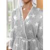 image:imageEkouaer Robes for Women Knee Length Kimono Bathrobe 34 Sleeve Sleep Robe Cozy Sleepwear with Pockets SXXLLight Gray Star