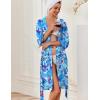 image:imageEkouaer Robes for Women Knee Length Kimono Bathrobe Lightweight 34 Sleeve Sleepwear Soft Loungewear with Pockets SXXLAqua Floral