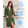 image:imageEkouaer Robes for Women Knee Length Kimono Bathrobe Lightweight 34 Sleeve Sleepwear Soft Loungewear with Pockets SXXLArmy Green