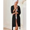 image:imageEkouaer Robes for Women Knee Length Kimono Bathrobe Lightweight 34 Sleeve Sleepwear Soft Loungewear with Pockets SXXLBlack