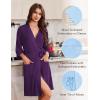 image:imageEkouaer Robes for Women Knee Length Kimono Bathrobe Lightweight 34 Sleeve Sleepwear Soft Loungewear with Pockets SXXLDeep Purple