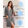 image:imageEkouaer Robes for Women Knee Length Kimono Bathrobe Lightweight 34 Sleeve Sleepwear Soft Loungewear with Pockets SXXLGray