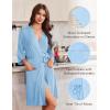 image:imageEkouaer Robes for Women Knee Length Kimono Bathrobe Lightweight 34 Sleeve Sleepwear Soft Loungewear with Pockets SXXLLight Blue