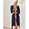 image:imageEkouaer Robes for Women Knee Length Kimono Bathrobe Lightweight 34 Sleeve Sleepwear Soft Loungewear with Pockets SXXLNavy