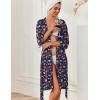 image:imageEkouaer Robes for Women Knee Length Kimono Bathrobe Lightweight 34 Sleeve Sleepwear Soft Loungewear with Pockets SXXLNavy Blue Floral