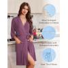 image:imageEkouaer Robes for Women Knee Length Kimono Bathrobe Lightweight 34 Sleeve Sleepwear Soft Loungewear with Pockets SXXLPurple Red
