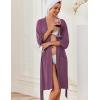 image:imageEkouaer Robes for Women Knee Length Kimono Bathrobe Lightweight 34 Sleeve Sleepwear Soft Loungewear with Pockets SXXLPurple Red