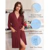 image:imageEkouaer Robes for Women Knee Length Kimono Bathrobe Lightweight 34 Sleeve Sleepwear Soft Loungewear with Pockets SXXLWine Red