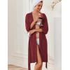 image:imageEkouaer Robes for Women Knee Length Kimono Bathrobe Lightweight 34 Sleeve Sleepwear Soft Loungewear with Pockets SXXLWine Red