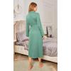image:imageEkouaer Robes for Women Long Sleeve Knit Kimono Bathrobe Soft Lightweight Loungewear Ladies Cotton SleepwearCeladon Green