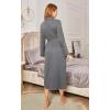 image:imageEkouaer Robes for Women Long Sleeve Knit Kimono Bathrobe Soft Lightweight Loungewear Ladies Cotton SleepwearGrey