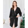 image:imageEkouaer Robes for Women Ribbed Knit Bathrobe Soft Lightweight Knee Length Kimono Robe Ladies Sleepwear with Pockets SXXLBlack