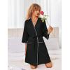 image:imageEkouaer Robes for Women Ribbed Knit Bathrobe Soft Lightweight Knee Length Kimono Robe Ladies Sleepwear with Pockets SXXLBlack