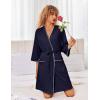 image:imageEkouaer Robes for Women Ribbed Knit Bathrobe Soft Lightweight Knee Length Kimono Robe Ladies Sleepwear with Pockets SXXLNavy Blue