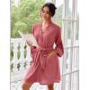 image:imageEkouaer Robes for Women Waffle Knee Length Bathrobe Lightweight Soft Sleepwear V neck 34 Casual Ladies Loungewear SXXLGray Purple