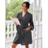 image:imageEkouaer Robes for Women Waffle Knee Length Bathrobe Lightweight Soft Sleepwear V neck 34 Casual Ladies Loungewear SXXLGrey
