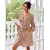 image:imageEkouaer Robes for Women Waffle Knee Length Bathrobe Lightweight Soft Sleepwear V neck 34 Casual Ladies Loungewear SXXLKhaki