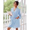 image:imageEkouaer Robes for Women Waffle Knee Length Bathrobe Lightweight Soft Sleepwear V neck 34 Casual Ladies Loungewear SXXLLight Blue