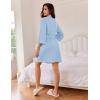 image:imageEkouaer Robes for Women Waffle Knee Length Bathrobe Lightweight Soft Sleepwear V neck 34 Casual Ladies Loungewear SXXLLight Blue