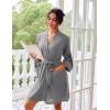 image:imageEkouaer Robes for Women Waffle Knee Length Bathrobe Lightweight Soft Sleepwear V neck 34 Casual Ladies Loungewear SXXLLight Grey