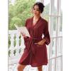 image:imageEkouaer Robes for Women Waffle Knee Length Bathrobe Lightweight Soft Sleepwear V neck 34 Casual Ladies Loungewear SXXLWine Red