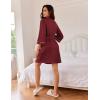 image:imageEkouaer Robes for Women Waffle Knee Length Bathrobe Lightweight Soft Sleepwear V neck 34 Casual Ladies Loungewear SXXLWine Red