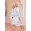 image:imageEkouaer Robes for Women Waffle Knit Bathrobe Soft Lightweight Knee Length Loungewear SXXLBlue Stripe Teddy Bear