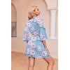 image:imageEkouaer Robes for Women Waffle Knit Bathrobe Soft Lightweight Knee Length Loungewear SXXLFloral White Pink
