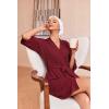 image:imageEkouaer Robes for Women Waffle Knit Bathrobe Soft Lightweight Knee Length Loungewear SXXLWine Red