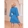 image:imageEkouaer Robes for Women Waffle Knit Bathrobe Soft Lightweight Knee Length LoungewearBlue