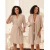 image:imageEkouaer Short Robes for Women Lightweight Bathrobe Kimono Robes Knee Length 34 Sleeve Swiss Polka Dot Soft Robe with PocketsBeige