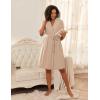 image:imageEkouaer Short Robes for Women Lightweight Bathrobe Kimono Robes Knee Length 34 Sleeve Swiss Polka Dot Soft Robe with PocketsBeige