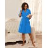 image:imageEkouaer Short Robes for Women Lightweight Bathrobe Kimono Robes Knee Length 34 Sleeve Swiss Polka Dot Soft Robe with PocketsBlue