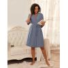 image:imageEkouaer Short Robes for Women Lightweight Bathrobe Kimono Robes Knee Length 34 Sleeve Swiss Polka Dot Soft Robe with PocketsGrey