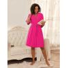 image:imageEkouaer Short Robes for Women Lightweight Bathrobe Kimono Robes Knee Length 34 Sleeve Swiss Polka Dot Soft Robe with PocketsHot Pink