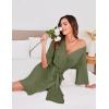 image:imageEkouaer Short Robes for Women Lightweight Kimono Robes Knit Bathrobe Soft Sleepwear with Pockets SXXLArmy Green