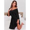 image:imageEkouaer Short Robes for Women Lightweight Kimono Robes Knit Bathrobe Soft Sleepwear with Pockets SXXLBlack