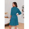 image:imageEkouaer Short Robes for Women Lightweight Kimono Robes Knit Bathrobe Soft Sleepwear with Pockets SXXLBlue Green