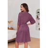image:imageEkouaer Short Robes for Women Lightweight Kimono Robes Knit Bathrobe Soft Sleepwear with Pockets SXXLDark Purple