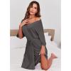 image:imageEkouaer Short Robes for Women Lightweight Kimono Robes Knit Bathrobe Soft Sleepwear with Pockets SXXLDrak Grey