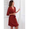 image:imageEkouaer Short Robes for Women Lightweight Kimono Robes Knit Bathrobe Soft Sleepwear with Pockets SXXLWine Red