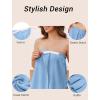 image:imageEkouaer Towel Wrap for Women With Velcro Ruffle Shower Wrap Spa Robes For Women Lightweight Knee Length Sauna RobeLight Blue