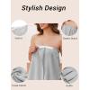 image:imageEkouaer Towel Wrap for Women With Velcro Ruffle Shower Wrap Spa Robes For Women Lightweight Knee Length Sauna RobeLight Gray