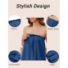 image:imageEkouaer Towel Wrap for Women With Velcro Ruffle Shower Wrap Spa Robes For Women Lightweight Knee Length Sauna RobeNavy Blue