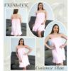 image:imageEkouaer Towel Wrap for Women With Velcro Ruffle Shower Wrap Spa Robes For Women Lightweight Knee Length Sauna RobePink