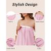 image:imageEkouaer Towel Wrap for Women With Velcro Ruffle Shower Wrap Spa Robes For Women Lightweight Knee Length Sauna RobePink