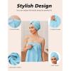 image:imageEkouaer Towel Wrap for Women with Hair Towel Lightweight Knee Length Spa Body Bath Adjustable Closure Bathrobe with PocketBaby Blue