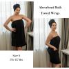 image:imageEkouaer Towel Wrap for Women with Hair Towel Lightweight Knee Length Spa Body Bath Adjustable Closure Bathrobe with PocketBlack