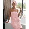 image:imageEkouaer Towel Wrap for Women with Hair Towel Lightweight Knee Length Spa Body Bath Adjustable Closure Bathrobe with PocketBlush